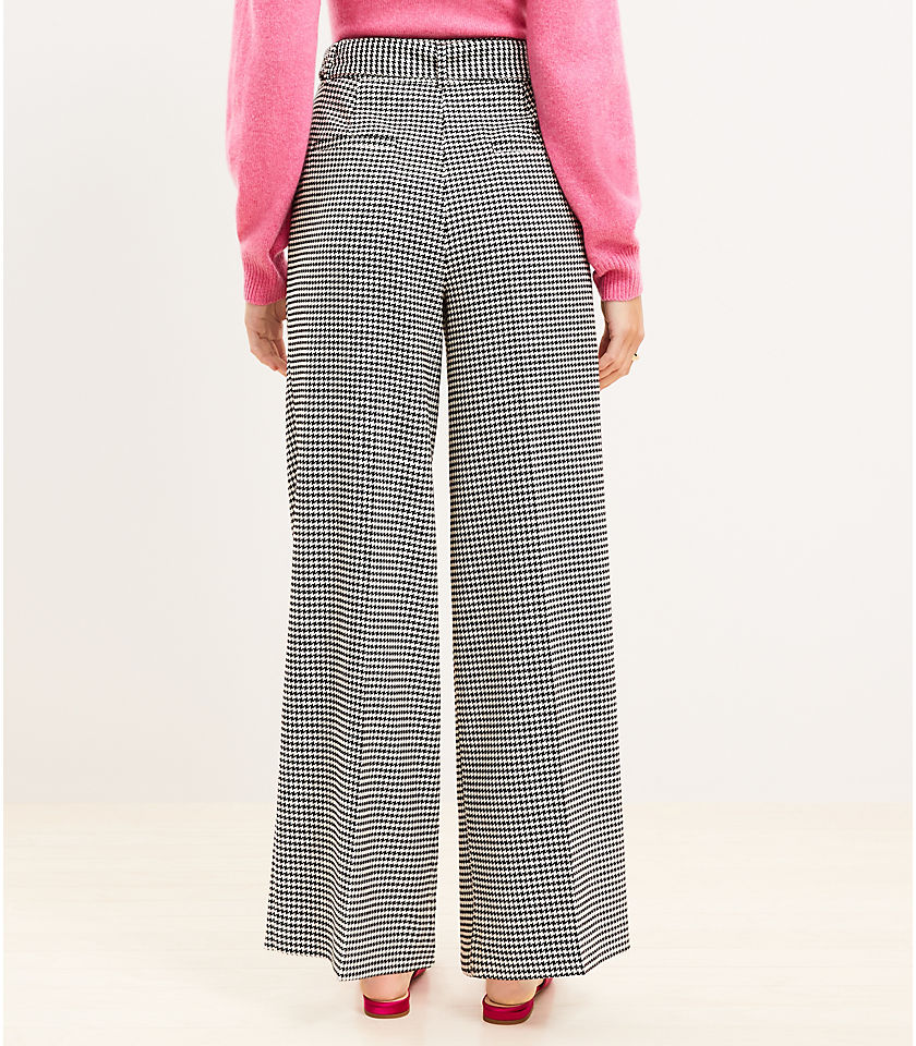 Belted Wide Leg Pants in Houndstooth