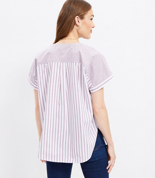 Petite Striped Dolman Henley Everyday Shirt