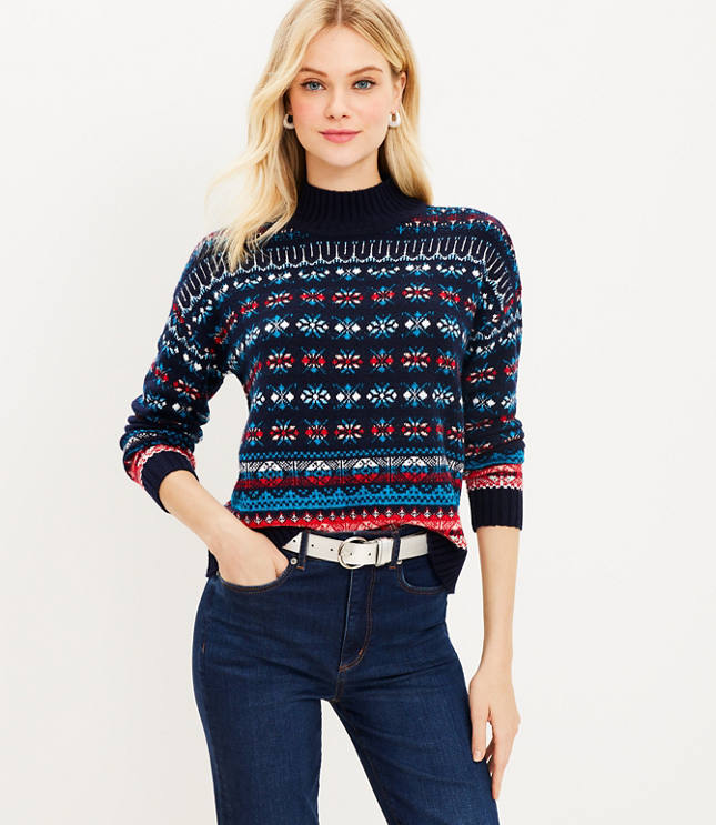 Fair Isle Mock Neck Sweater