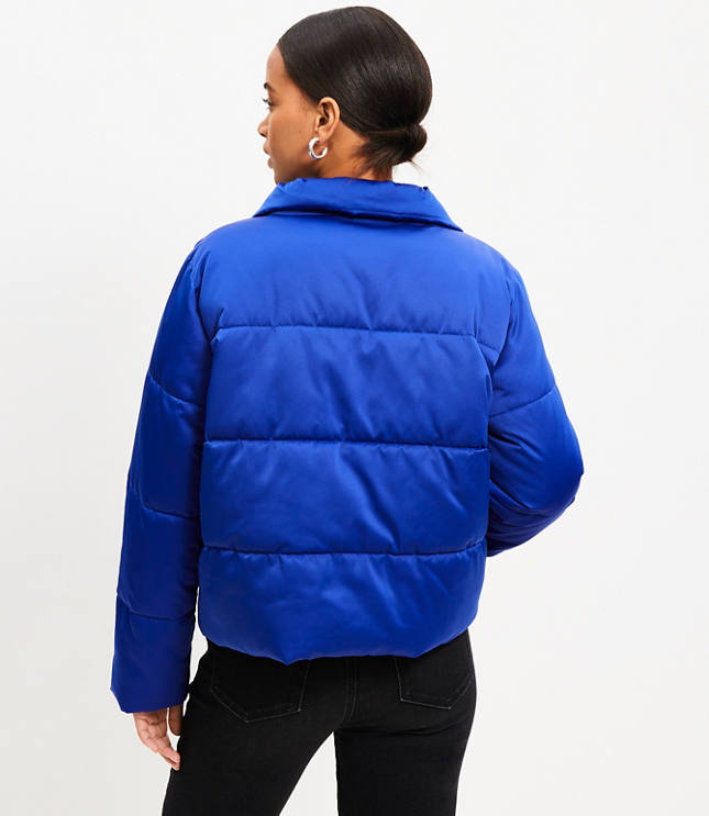 ●EMIS● PUFFER BARREL BAGSKY BLUE m1037_1366495 Sateen Puffer Jacket
