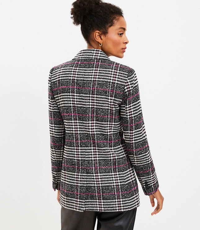 Petite Houndstooth Long Modern Blazer