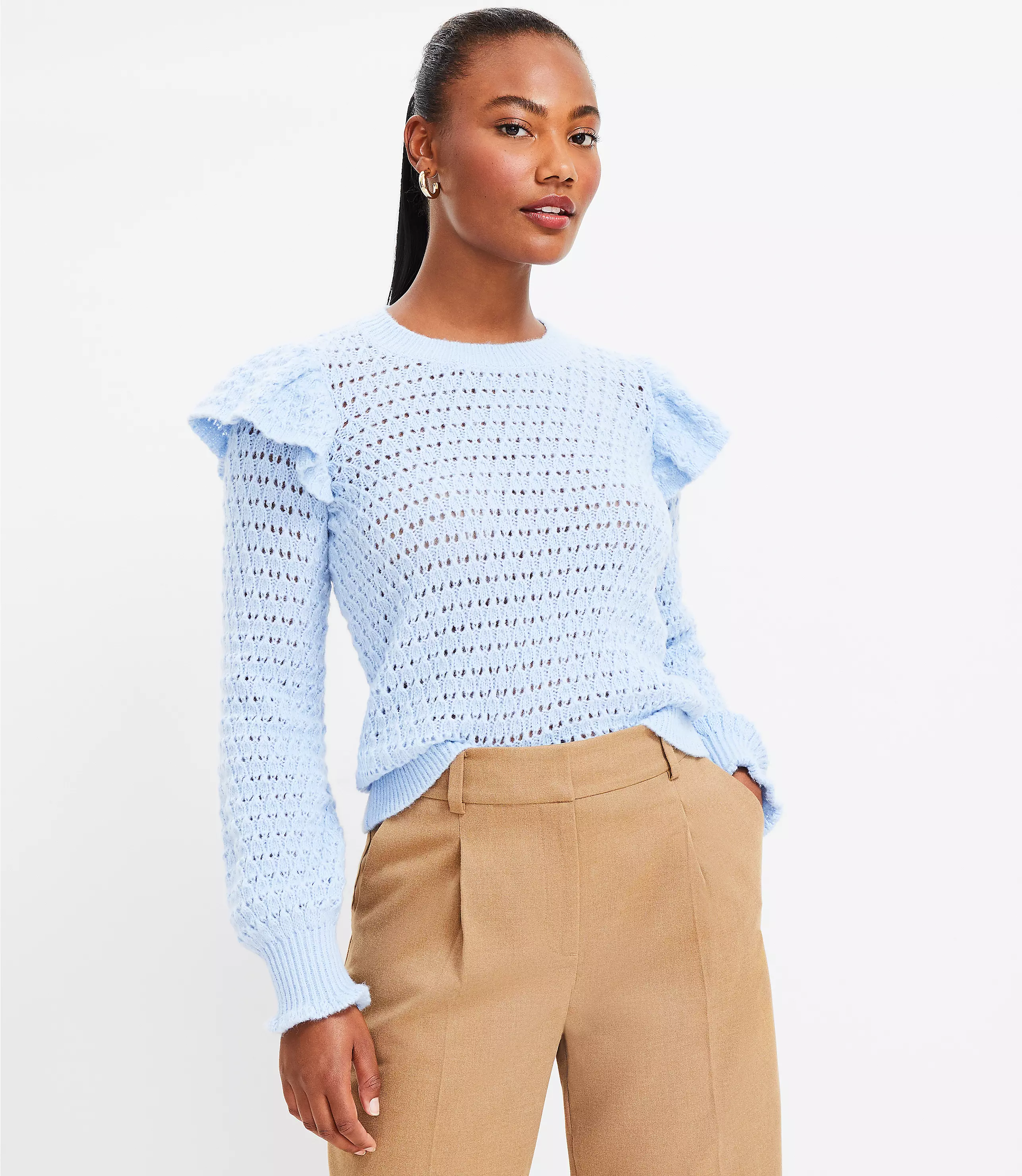 Shoulder Ruffle Sweater