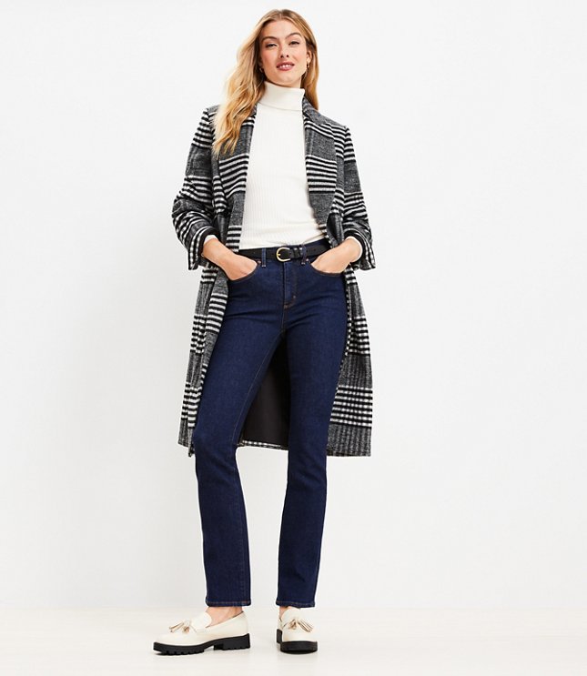 Petite Houndstooth Double Breasted Coat