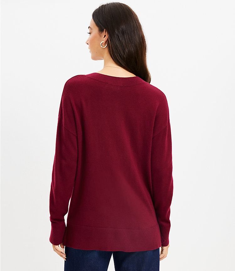 Petite V-Neck Tunic Sweater image number 2