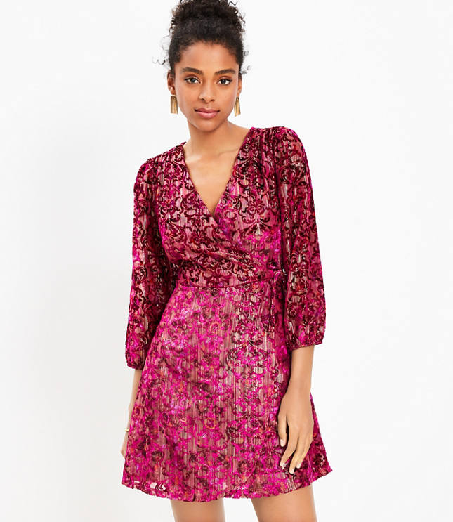 LOFT Plus + Plus-Size Velvet Wrap Dress