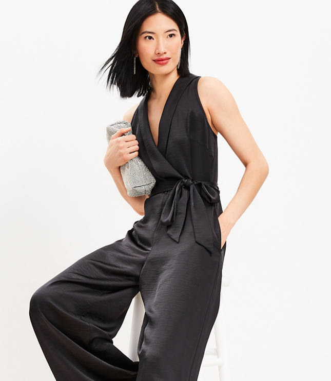 Satin Halter Wrap Jumpsuit