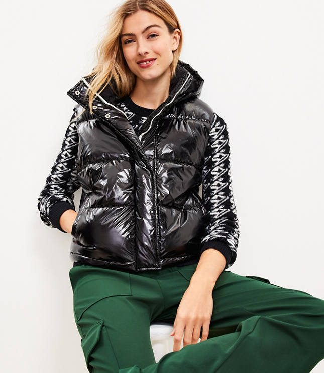 美品　LOU ANDREA 2WAY DOWN VEST Lou Andrea- YC Vest- Down Feather- Kaki-Moka - Dukes Online