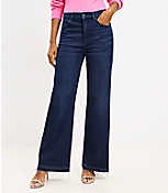 Unpicked Hem High Rise Wide Leg Jeans in Rinse Overdye Wash carousel Product Image 1