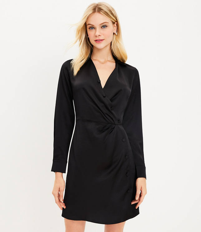 Satin wrap shop shirt dress