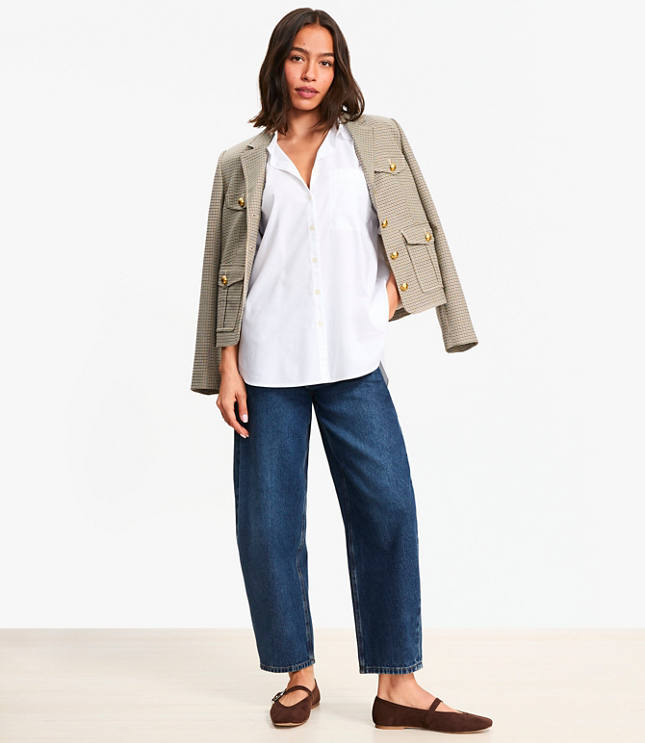 Poplin Seamed Blouson Back Shirt