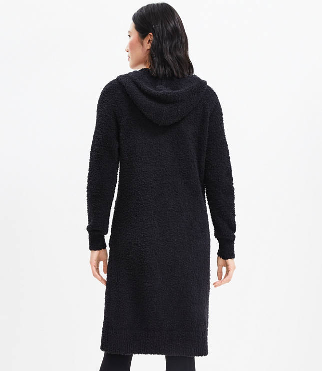 Curvy Longline Hooded Cardigan with Pockets