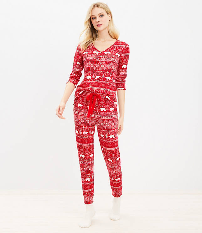 Fair Isle Pajama Set - Tango Red