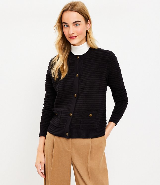Petite Tweed Pocket Sweater Jacket