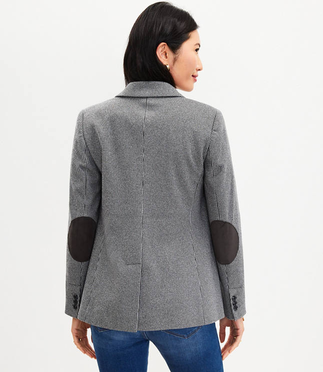 Petite Puppytooth Knit Elbow Patch Modern Blazer