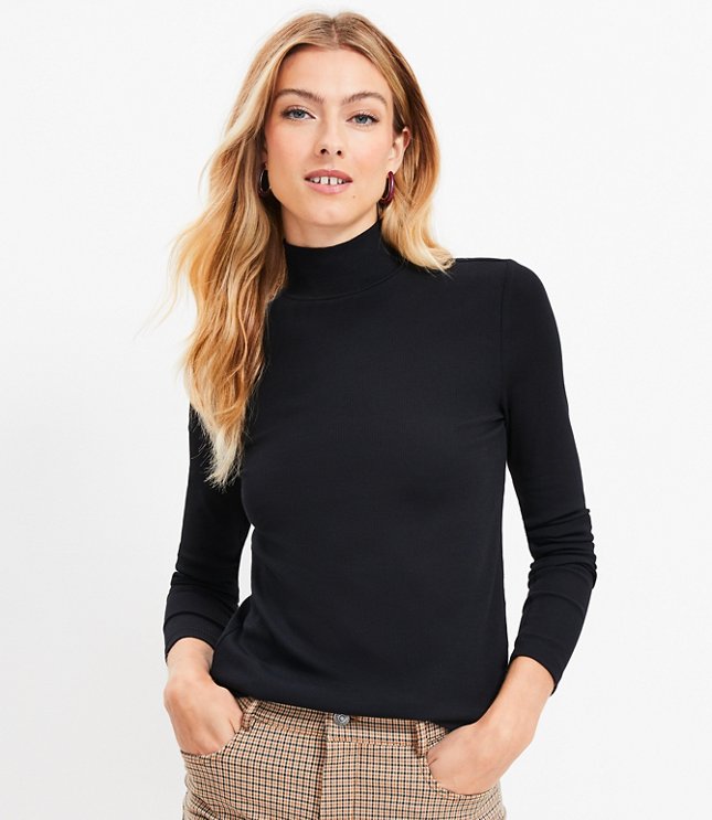Women's Petite Mock Neck Solid Sweater