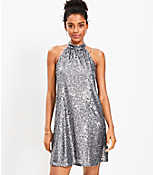 Sequin Cutout Back Halter Swing Dress carousel Product Image 1