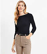 Petite Ribbed Boatneck Top carousel Product Image 1