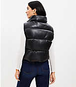 Faux Leather Cropped Puffer Vest carousel Product Image 3