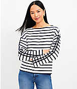 Striped Wide Sleeve Boatneck Top carousel Product Image 1