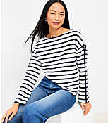 Striped Wide Sleeve Boatneck Top carousel Product Image 2