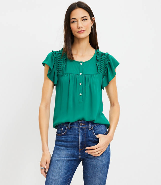 GORGLITTER Women's Stacked Blouse Puff Short Sleeve Textured Blouse Shirts,  Green, X-Small : : Clothing, Shoes & Accessories