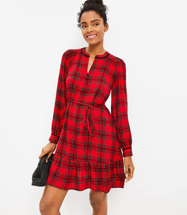 Red Tartan Plaid Swing Dress