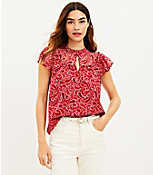 Paisley Ruffle Flutter Sleeve Top carousel Product Image 1