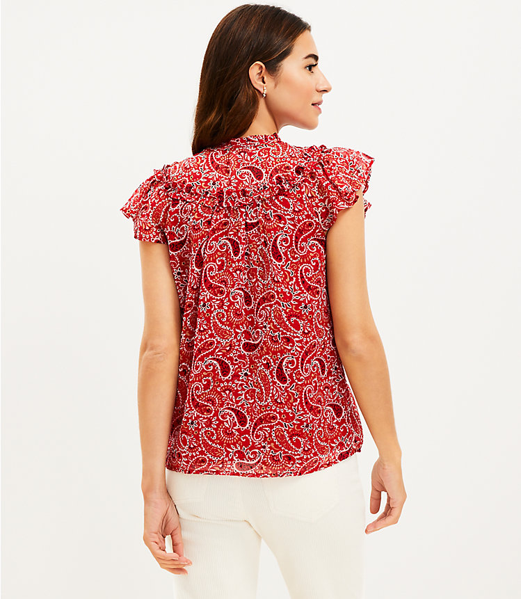 Paisley Ruffle Flutter Sleeve Top image number 2