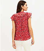 Paisley Ruffle Flutter Sleeve Top carousel Product Image 3