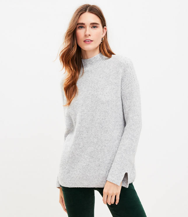 Petite Ribbed Mock Neck Sweater