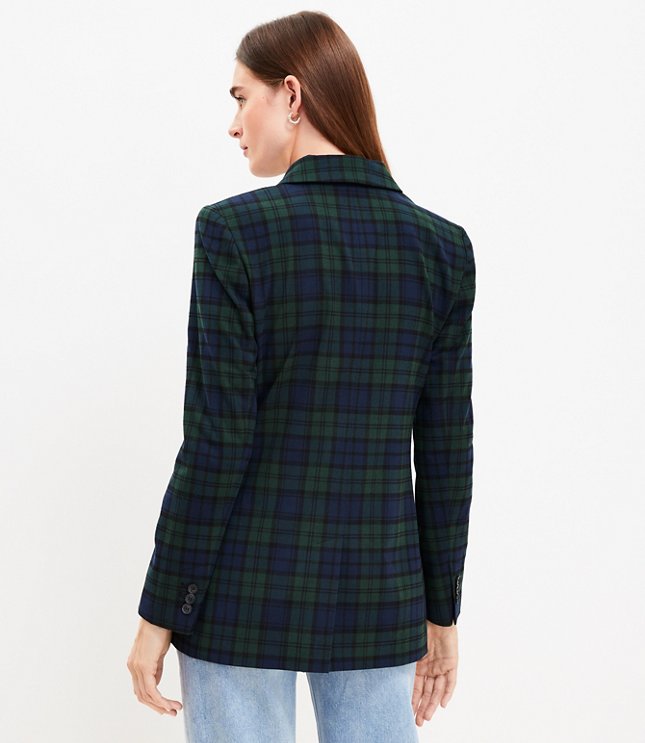 Plaid Brushed Flannel Double Breasted Blazer