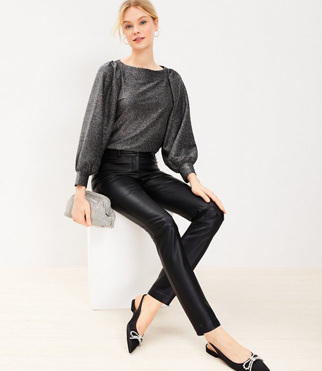 Petite Sutton Skinny Pants in Faux Leather