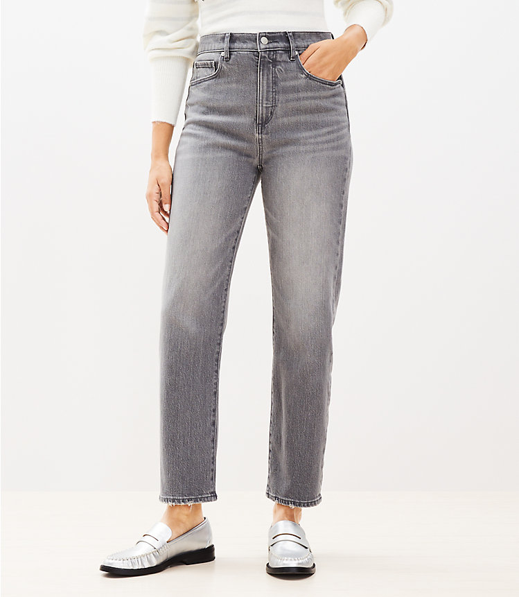 High Rise Straight Jeans in Vintage Grey Wash image number 0