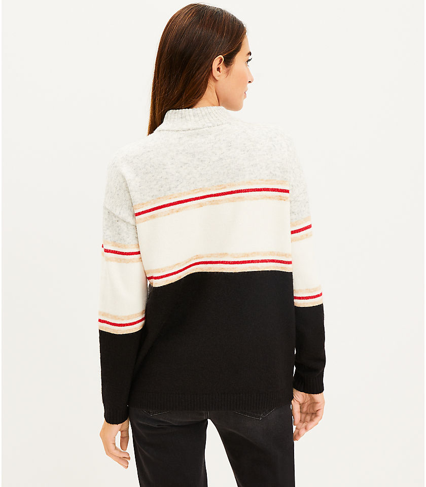 Lou & Grey Star Stripe Mock Neck Sweater