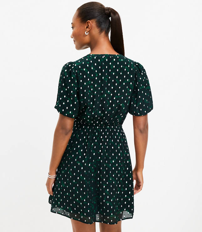 Metallic Clip Pintucked Flare Dress