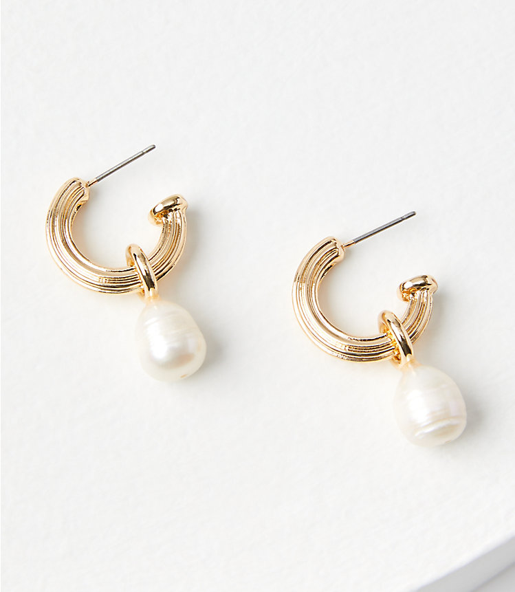 Pearlized Chunky Charm Hoop Earrings image number null