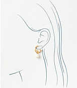 Pearlized Chunky Charm Hoop Earrings carousel Product Image 2
