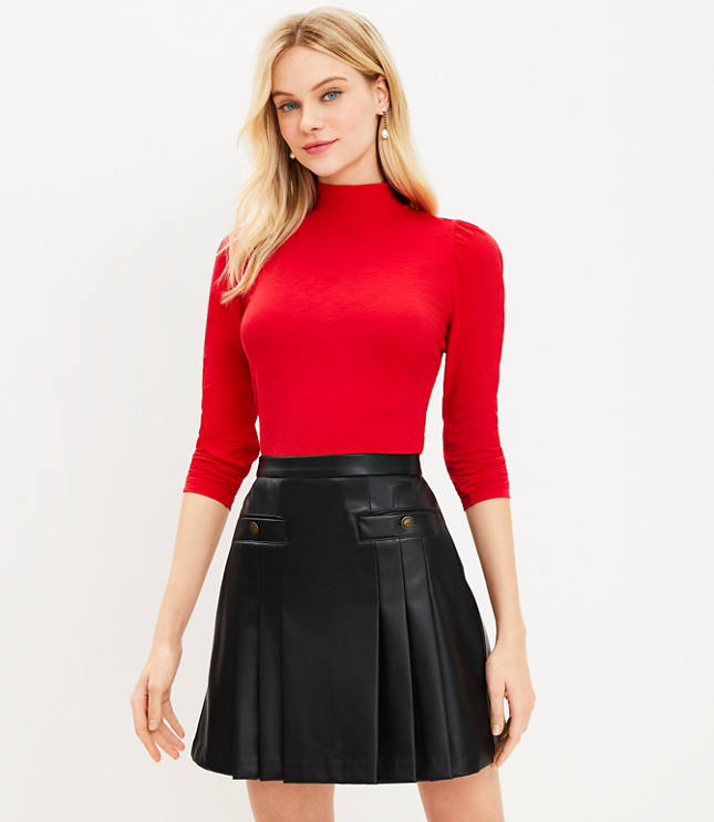 Black on Black: Turtleneck tank + (faux) leather skirt reviews - Extra  Petite