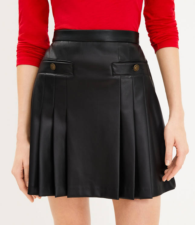 Leather pleated skirt petite hotsell