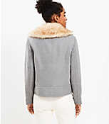 Petite Melange Faux Fur Collar Doublecloth Jacket carousel Product Image 3