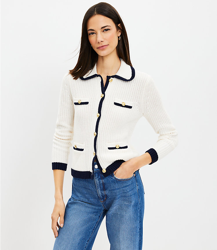 Petite Tipped Ribbed Sweater Jacket image number 0