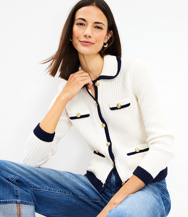 Petite Tipped Ribbed Sweater Jacket