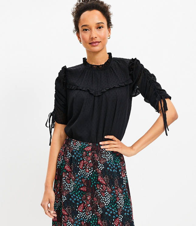 Clip Ruffle Tie Sleeve Top