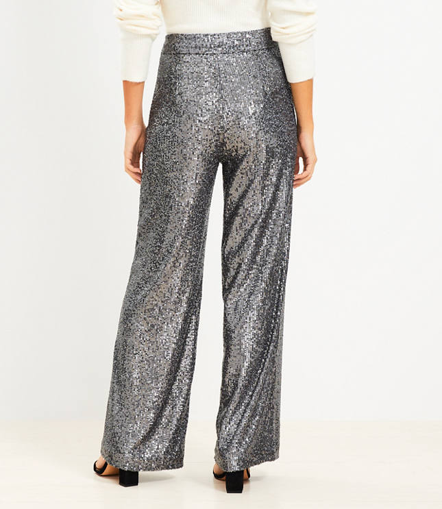 Petite Disc Sequin Wide Leg Pants