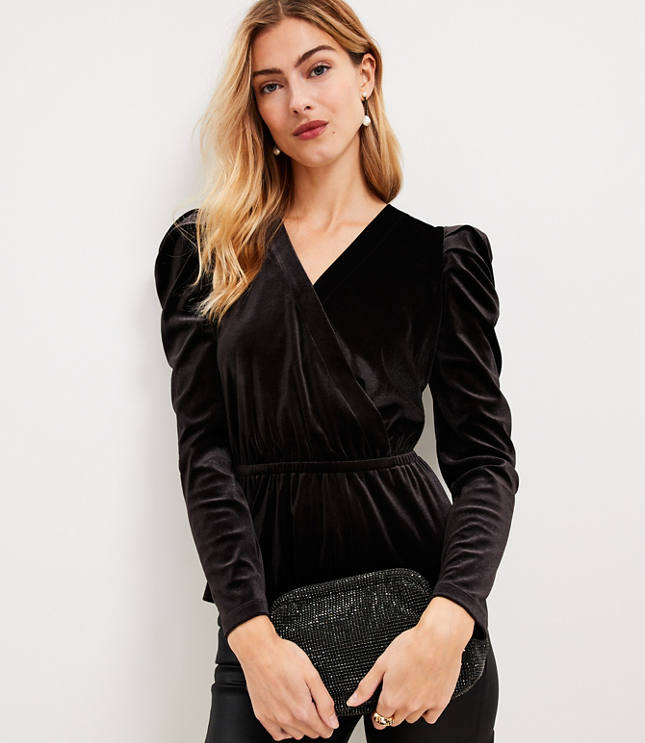 Embellished Bow Cozy Velour Top