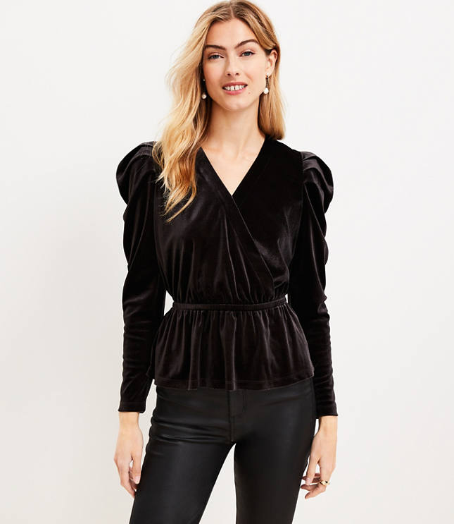 Embellished Bow Cozy Velour Top