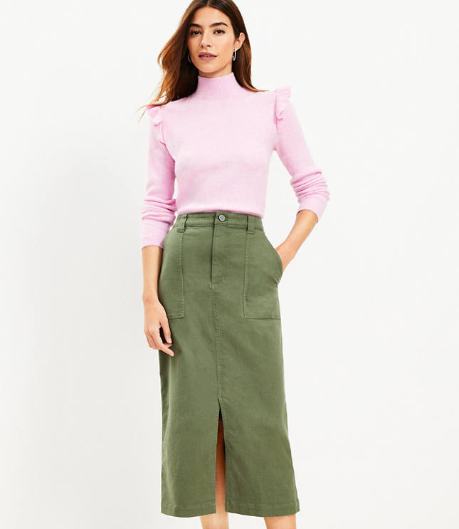 Pink utility clearance midi skirt