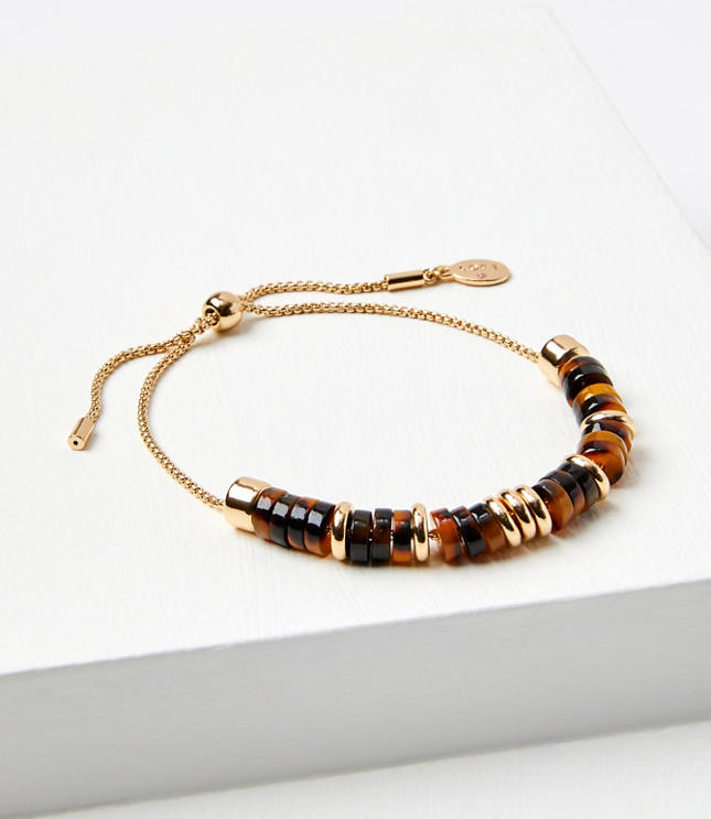 Tortoiseshell Print Pull Tie Bracelet - Tortoise Shell Brown