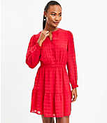 Petite Plaid Pintucked Tiered Flare Dress carousel Product Image 1