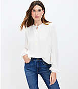 Stand Collar Henley Blouse carousel Product Image 1